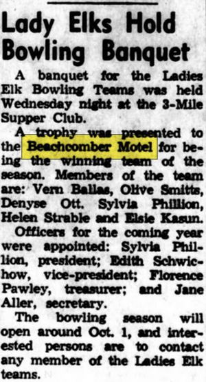 Beachcomber Motel - Apr 1968 Motel Bowling Team Wins Trophy (newer photo)